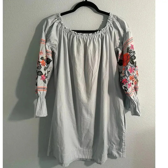 Free People Fleur Du Jour Embroidered Off Shoulder Dress Boho Floral M - Picture 13 of 16